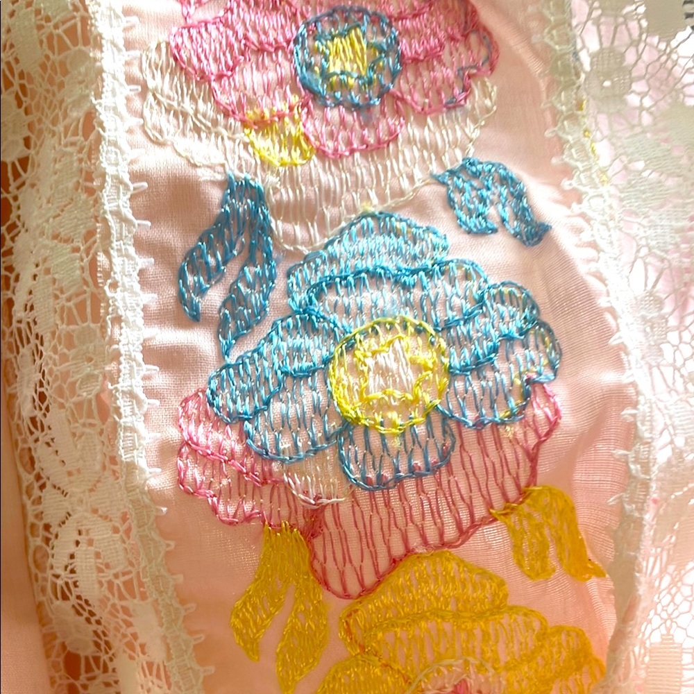 Vintage Lov Lee Pink Lace Embroidery Nightgown Montreal Canada L - Picture 5 of 16